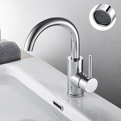 AURALUM Rubinetto Lavabo Monocomando Monoforo Miscelatore Girevole A 360 Per Lavello Cucina O Lavandino Bagno Cromo AURALUM Rubinetto Lavabo Monocomando Monoforo Miscelatore Girevole A 360 Per Lavello Cucina O Lavandino Bagno Cromo