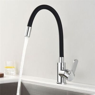OEM Rubinetto Da Cucina A Memoria Di Forma, Miscelatore Per Lavello Curvo In Silicone Nero, Rubinetteria Cromata, Miscelatore Da Cucina Flessibile E Rotante A 360° OEM Rubinetto Da Cucina A Memoria Di Forma, Miscelatore Per Lavello Curvo In Silicone Nero, Rubinetteria Cromata, Miscelatore Da Cucina Flessibile E Rotante A 360°