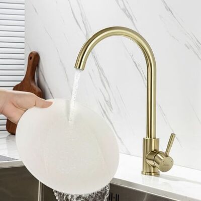 OEM Lonheo Rubinetto Da Cucina, Miscelatore Per Lavello Flessibile Rotante A 360°, Miscelatore Da Cucina In Acciaio Inossidabile Con Aeratore Rimovibile, Dorato Spazzolato OEM Lonheo Rubinetto Da Cucina, Miscelatore Per Lavello Flessibile Rotante A 360°, Miscelatore Da Cucina In Acciaio Inossidabile Con Aeratore Rimovibile, Dorato Spazzolato