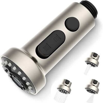 HABITEX 3 Modalità Testa Rubinetto Cucina Sostitutiva, Doccetta Retrattile In Acciaio Inossidabile Puro Per Miscelatore Universale G1/2, Orientabile 360°, Filettatura Maschio Nichel Spazzolato. HABITEX 3 Modalità Testa Rubinetto Cucina Sostitutiva, Doccetta Retrattile In Acciaio Inossidabile Puro Per Miscelatore Universale G1/2, Orientabile 360°, Filettatura Maschio Nichel Spazzolato.