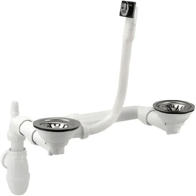 NICOLL - Colonna Di Scarico 224316 Per Lavello Doppio D90mm Cestello A Comando Manuale NICOLL - Colonna Di Scarico 224316 Per Lavello Doppio D90mm Cestello A Comando Manuale