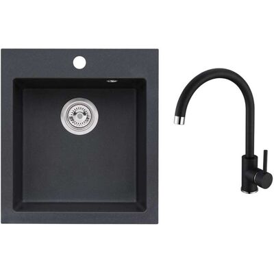 ALVEUS - Set Di Lavello Cortina 20 E Miscelatore Kati, Carbon Seta25965 ALVEUS - Set Di Lavello Cortina 20 E Miscelatore Kati, Carbon Seta25965