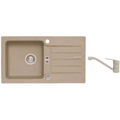 ALVEUS - Set Di Lavello Niagara 30 E Miscelatore Clara, Con Comando Di Scarico, Beige Seta25914 ALVEUS - Set Di Lavello Niagara 30 E Miscelatore Clara, Con Comando Di Scarico, Beige Seta25914