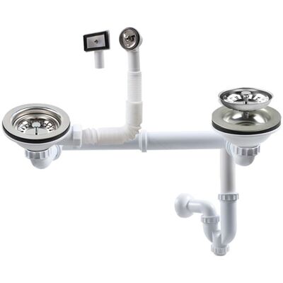 HABITEX Set Di Scarico Doppio Con Troppopieno, Diametro 114 Mm, Bianco, Completo Per Lavello Cucina, Adatto Fori 83–90 Mm Z7008c029 (passaggio A Parete). HABITEX Set Di Scarico Doppio Con Troppopieno, Diametro 114 Mm, Bianco, Completo Per Lavello Cucina, Adatto Fori 83–90 Mm Z7008c029 (passaggio A Parete).