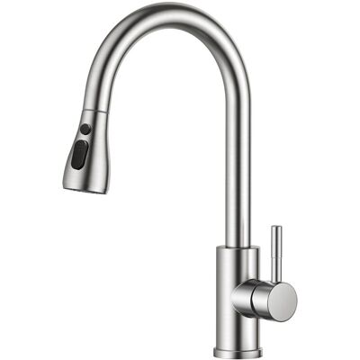 HABITEX Rubinetto Cucina, Miscelatore Cucina Girevole 360° Con Arco Alto E Spray Retrattile 2 Modalità, Acciaio Inossidabile HABITEX Rubinetto Cucina, Miscelatore Cucina Girevole 360° Con Arco Alto E Spray Retrattile 2 Modalità, Acciaio Inossidabile