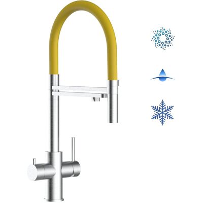 VIZIO Rubinetto 5 Vie in Acciaio Inox - Finitura Spazzolata - Giallo - Rubinetto VIZIO Rubinetto 5 Vie in Acciaio Inox - Finitura Spazzolata - Giallo - Rubinetto