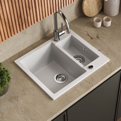 Vicco Lavello Prag, Bianco, 58 X 50 Cm Con 2 Lavelli, Bergström Vicco Lavello Prag, Bianco, 58 X 50 Cm Con 2 Lavelli, Bergström