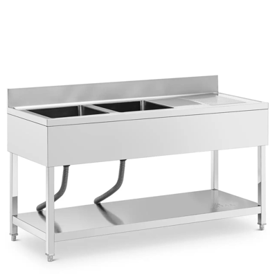 HELLOSHOP26 Lavello Professionale In Acciaio Inox Con 2 Vasche 160 X 60 X 97 Cm Acciaio Inox Argento 140009565 HELLOSHOP26 Lavello Professionale In Acciaio Inox Con 2 Vasche 160 X 60 X 97 Cm Acciaio Inox Argento 140009565