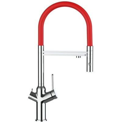 VIZIO Miscelatore Cucina 3 Vie - Bocca Rossa & 2 Doccette - Compatibile con tutti i sistemi di filtraggio VIZIO Miscelatore Cucina 3 Vie - Bocca Rossa & 2 Doccette - Compatibile con tutti i sistemi di filtraggio