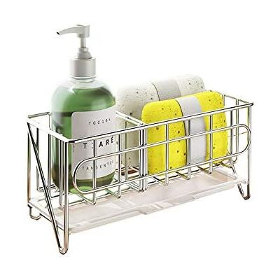 Zone Organizzatore Per Lavello Da Cucina Con Porta Spugna, Contenitore Per Spazzole Per La Pulizia Del Lavello, Porta Sapone Con Vassoio Di Raccolta (acciaio Inox 304, Colore Principale) Zone Organizzatore Per Lavello Da Cucina Con Porta Spugna, Contenitore Per Spazzole Per La Pulizia Del Lavello, Porta Sapone Con Vassoio Di Raccolta (acciaio Inox 304, Colore Principale)