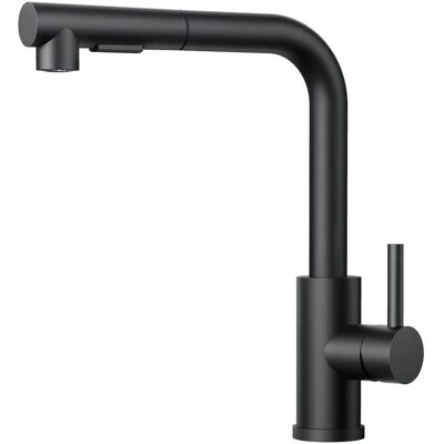 HABITEX Rubinetto Cucina Nero, Miscelatore Con Doccetta Estraibile, 2 Modalità Di Spray E Girevole A 360°, Design A L In Acciaio Inossidabile Monoleva. HABITEX Rubinetto Cucina Nero, Miscelatore Con Doccetta Estraibile, 2 Modalità Di Spray E Girevole A 360°, Design A L In Acciaio Inossidabile Monoleva.