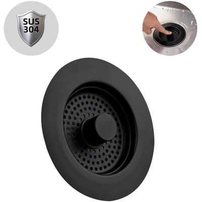 HABITEX Tappo Scarico Cucina, Set Combinato Con Filtro In Acciaio Inox Puro, Anti-intasamento, Anti-odore, Griglia Per Lavello - Profondità 22mm (nero) HABITEX Tappo Scarico Cucina, Set Combinato Con Filtro In Acciaio Inox Puro, Anti-intasamento, Anti-odore, Griglia Per Lavello - Profondità 22mm (nero)