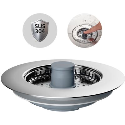 HABITEX Tappo Per Lavello Da Cucina In Abs Con Set Filtro In Acciaio Inossidabile, Anti-blocco, Anti-odore, Griglia Per Lavello - Profondità 22mm HABITEX Tappo Per Lavello Da Cucina In Abs Con Set Filtro In Acciaio Inossidabile, Anti-blocco, Anti-odore, Griglia Per Lavello - Profondità 22mm