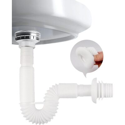 HABITEX Sifone A Risparmio Spazio, Sifone Lavabo Flessibile, Scarico Lavello 1 1/4" Antiodore, Tubo Di Drenaggio Sostituibile, Estensibile 320-780 Mm HABITEX Sifone A Risparmio Spazio, Sifone Lavabo Flessibile, Scarico Lavello 1 1/4" Antiodore, Tubo Di Drenaggio Sostituibile, Estensibile 320-780 Mm