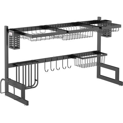 HELLOSHOP26 Scolapiatti A 2 Livelli Portacoltelli Portatagliere 93 X 30 X 52.5 Cm Salva-spazio Pratico Design In Acciaio Nero 210001033 HELLOSHOP26 Scolapiatti A 2 Livelli Portacoltelli Portatagliere 93 X 30 X 52.5 Cm Salva-spazio Pratico Design In Acciaio Nero 210001033