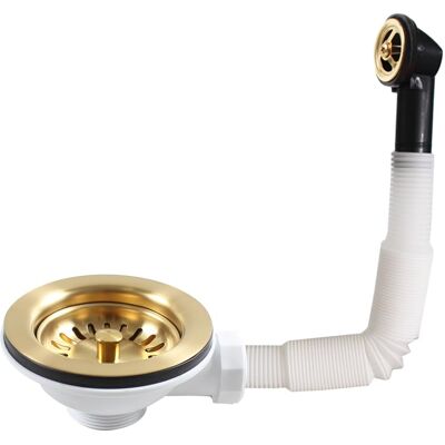 HABITEX Sus304 Acciaio Inossidabile Spazzolato Oro, Cestino Rifiuti Tondo Per Cucina, Kit Accessori Lavello Xk186c061-k HABITEX Sus304 Acciaio Inossidabile Spazzolato Oro, Cestino Rifiuti Tondo Per Cucina, Kit Accessori Lavello Xk186c061-k