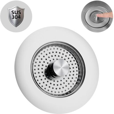 HABITEX Tappo Lavello Cucina, Set Combinato Con Filtro In Acciaio Inox Puro, Anti-intasamento, Previene Gli Odori, Griglia Per Lavello - Profondità 22mm HABITEX Tappo Lavello Cucina, Set Combinato Con Filtro In Acciaio Inox Puro, Anti-intasamento, Previene Gli Odori, Griglia Per Lavello - Profondità 22mm
