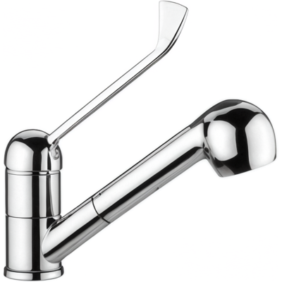 SCHLÄFER 500154014 - Rubinetto Per Lavello Leva Lunga Con Doccetta Estraibile Due Getti Cromo, Miscelatore Cucina Leva Clinica Con Comando A Gomito, Beccuccio Girevole A 360°, Connettori G 3/8 Pollici SCHLÄFER 500154014 - Rubinetto Per Lavello Leva Lunga Con Doccetta Estraibile Due Getti Cromo, Miscelatore Cucina Leva Clinica Con Comando A Gomito, Beccuccio Girevole A 360°, Connettori G 3/8 Pollici