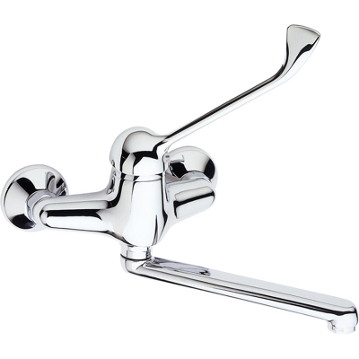 SCHLÄFER 48015110 - Lavello Parete Leva Lunga Con Cromo, Miscelatore Cucina Leva Clinica Con Comando A Gomito, Beccuccio Girevole A 180° Distanza Fori 15/17 Mm SCHLÄFER 48015110 - Lavello Parete Leva Lunga Con Cromo, Miscelatore Cucina Leva Clinica Con Comando A Gomito, Beccuccio Girevole A 180° Distanza Fori 15/17 Mm