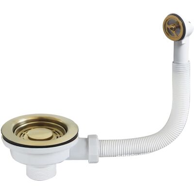 HABITEX Kit Di Scarico Lavello Da 114 Mm, Colatore Oro/grigio Scuro Con Set Troppopieno Tondo-u (oro) HABITEX Kit Di Scarico Lavello Da 114 Mm, Colatore Oro/grigio Scuro Con Set Troppopieno Tondo-u (oro)