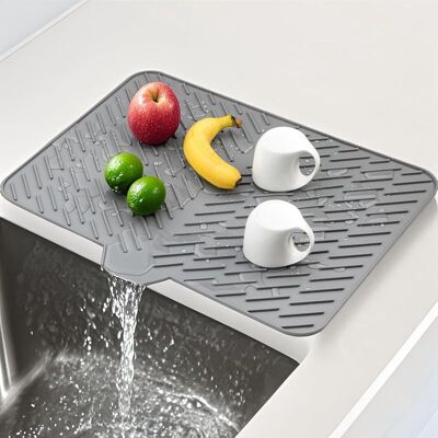 TAPWORKS Mat Stoviglie Pad, Goccia - Mat Essiccazione Mat Goccia Di Silicone Mat - 58 X 43 Cm - Grigio TAPWORKS Mat Stoviglie Pad, Goccia - Mat Essiccazione Mat Goccia Di Silicone Mat - 58 X 43 Cm - Grigio