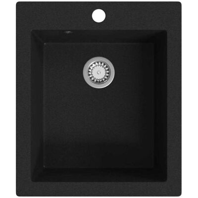VIDAXL Lavandino Cucina Granito Nero Solo Lavello Ad Incasso - VIDAXL Lavandino Cucina Granito Nero Solo Lavello Ad Incasso -