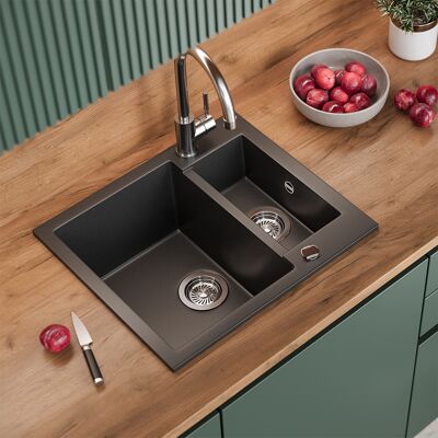 Vicco Lavello Prag, Nero, 58 X 50 Cm Con 2 Lavelli, Bergström Vicco Lavello Prag, Nero, 58 X 50 Cm Con 2 Lavelli, Bergström