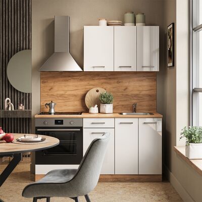 Vicco Cucina Completa R-line, Bianco Lucido/oro Power Oak, 160 Cm Con Base Forno E Lavello Senza Pl, Vicco Cucina Completa R-line, Bianco Lucido/oro Power Oak, 160 Cm Con Base Forno E Lavello Senza Pl,