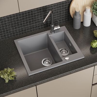 Vicco Lavello Prag, Grigio, 58 X 50 Cm Con 2 Lavelli, Bergström Vicco Lavello Prag, Grigio, 58 X 50 Cm Con 2 Lavelli, Bergström