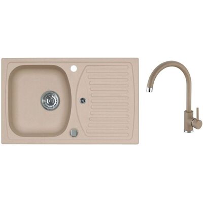 ALVEUS - Set Di Lavello Record 30 E Miscelatore Kati, Con Comando Di Scarico, Beige Seta25927 ALVEUS - Set Di Lavello Record 30 E Miscelatore Kati, Con Comando Di Scarico, Beige Seta25927