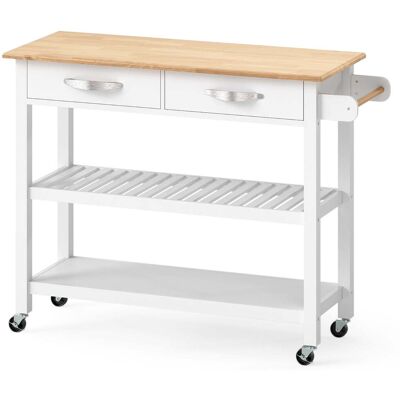 HELLOSHOP26 Isola Da Cucina Su Ruote 116 X 43 X 89 Cm Con 2 Cassetti E 2 Ripiani Stile Rustico Legno Di Pino Bianco 200017748 HELLOSHOP26 Isola Da Cucina Su Ruote 116 X 43 X 89 Cm Con 2 Cassetti E 2 Ripiani Stile Rustico Legno Di Pino Bianco 200017748