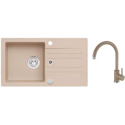 ALVEUS - Set Di Lavello Cortina 140 E Miscelatore Kati, Beige Seta25980 ALVEUS - Set Di Lavello Cortina 140 E Miscelatore Kati, Beige Seta25980