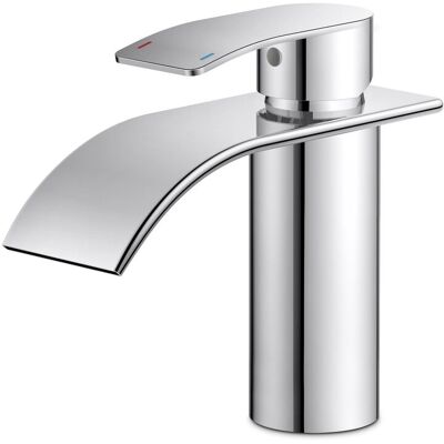 HABITEX Rubinetto Bagno, Miscelatore Lavabo Cascata In Acciaio Inossidabile, Monocomando Per Acqua Calda E Fredda, Risparmio Idrico Ed Energetico Cromato. HABITEX Rubinetto Bagno, Miscelatore Lavabo Cascata In Acciaio Inossidabile, Monocomando Per Acqua Calda E Fredda, Risparmio Idrico Ed Energetico Cromato.