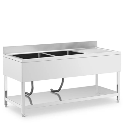 HELLOSHOP26 Lavello Professionale In Acciaio Inox Con 2 Vasche 180 X 70 X 97 Cm Acciaio Inox Argento 140009568 HELLOSHOP26 Lavello Professionale In Acciaio Inox Con 2 Vasche 180 X 70 X 97 Cm Acciaio Inox Argento 140009568