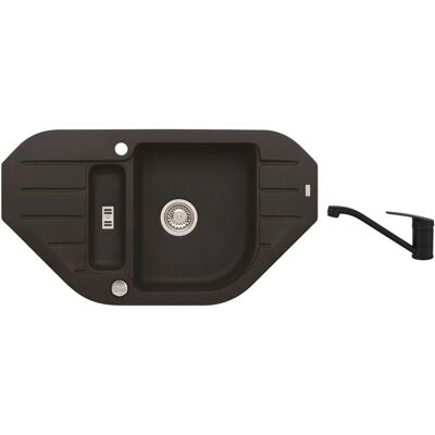 ALVEUS - Set Di Lavello Niagara 60 E Miscelatore Clara, Con Comando Di Scarico, Carbon Seta25920 ALVEUS - Set Di Lavello Niagara 60 E Miscelatore Clara, Con Comando Di Scarico, Carbon Seta25920