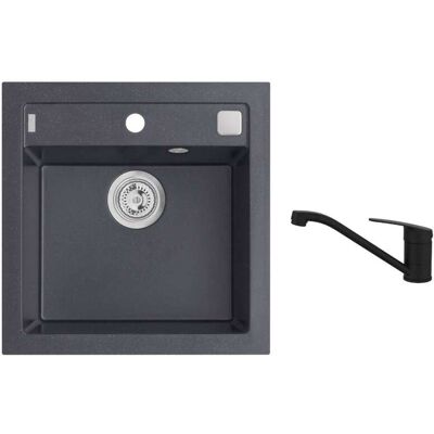 ALVEUS - Set Di Lavello Formic 20 E Miscelatore Clara, Con Controllo Di Scarico, Carbon Seta25893 ALVEUS - Set Di Lavello Formic 20 E Miscelatore Clara, Con Controllo Di Scarico, Carbon Seta25893