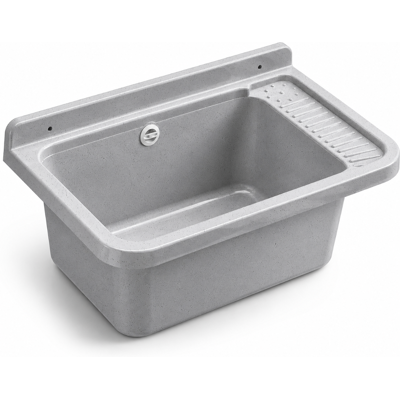 SCHLÄFER 9610103 - Pilozzo A Parete In Resina Colore Granito Grigio 59x39x28 Cm Con Sifone Di Scarico E Piletta, Lavatoio Lavapanni Per Interno Ed Esterno, Lavello Resistente Agli Acidi Di Uso Comune SCHLÄFER 9610103 - Pilozzo A Parete In Resina Colore Granito Grigio 59x39x28 Cm Con Sifone Di Scarico E Piletta, Lavatoio Lavapanni Per Interno Ed Esterno, Lavello Resistente Agli Acidi Di Uso Comune