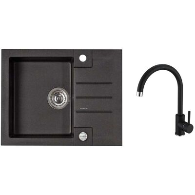 ALVEUS - Set Di Lavello Rock 30 E Miscelatore Kati, Con Comando Di Scarico, Carbon Seta25873 ALVEUS - Set Di Lavello Rock 30 E Miscelatore Kati, Con Comando Di Scarico, Carbon Seta25873