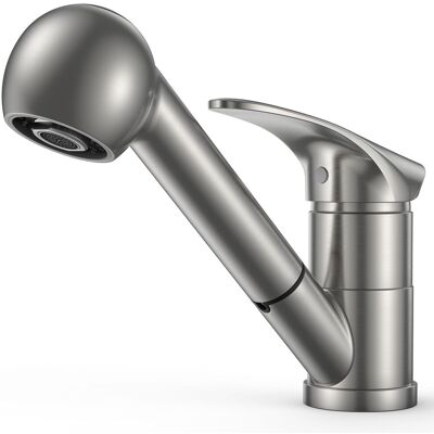 HABITEX Rubinetto Cucina, Miscelatore Lavello Con Doccetta Acciaio Inossidabile, Rubinetto Monocomando, Rubinetto Monoleva Girevole A 360° Per 1 Foro HABITEX Rubinetto Cucina, Miscelatore Lavello Con Doccetta Acciaio Inossidabile, Rubinetto Monocomando, Rubinetto Monoleva Girevole A 360° Per 1 Foro