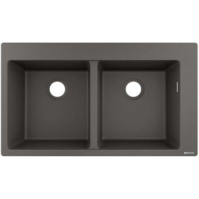 Lavello da Cucina Hansgrohe - Doppio Lavabo, Fori per Miscelatore, SilicaTec Lavello da Cucina Hansgrohe - Doppio Lavabo, Fori per Miscelatore, SilicaTec