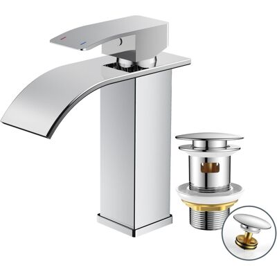 HABITEX Rubinetto Bagno Con Scarico, Miscelatore Lavabo A Cascata, Altezza Becco 110 Mm, Risparmio Idrico Ed Energetico, Finitura Cromata HABITEX Rubinetto Bagno Con Scarico, Miscelatore Lavabo A Cascata, Altezza Becco 110 Mm, Risparmio Idrico Ed Energetico, Finitura Cromata