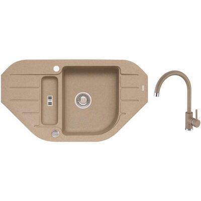 ALVEUS - Set Di Lavello Niagara 60 E Miscelatore Kati, Con Comando Di Scarico, Beige Seta25922 ALVEUS - Set Di Lavello Niagara 60 E Miscelatore Kati, Con Comando Di Scarico, Beige Seta25922
