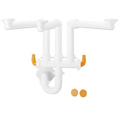 Lira Sifone Salvaspazio Per Lavelli A 3 Vasche 1"1/2 D. 40 Mm Bianco Lira Sifone Salvaspazio Per Lavelli A 3 Vasche 1"1/2 D. 40 Mm Bianco