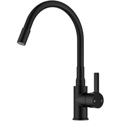 HABITEX Rubinetto Cucina Nero Flessibile, Miscelatore Rotante 360° Per Lavello In Acciaio Inossidabile A Foro Singolo HABITEX Rubinetto Cucina Nero Flessibile, Miscelatore Rotante 360° Per Lavello In Acciaio Inossidabile A Foro Singolo