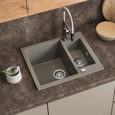 Vicco Lavello Prag, Calcestruzzo, 58 X 50 Cm Con 2 Lavelli, Bergström Vicco Lavello Prag, Calcestruzzo, 58 X 50 Cm Con 2 Lavelli, Bergström