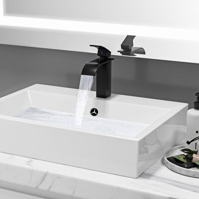 AURALUM - Rubinetto Lavabo Cascata Nero, Rubinetto Bagno Nero Cascata, Miscelatore Lavabo Bagno Con Altezza Bocca 114 Mm, Rubinetto Monocomando Per Bagno, Acciaio Inox AURALUM - Rubinetto Lavabo Cascata Nero, Rubinetto Bagno Nero Cascata, Miscelatore Lavabo Bagno Con Altezza Bocca 114 Mm, Rubinetto Monocomando Per Bagno, Acciaio Inox