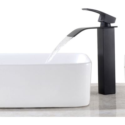 AURALUM Nero Rubinetto A Collo Alto Cascata Per Lavabo Soprapiano Rubinetto Lavabo Monocomando Monoforo Miscelatore Con Valvola In Ceramica AURALUM Nero Rubinetto A Collo Alto Cascata Per Lavabo Soprapiano Rubinetto Lavabo Monocomando Monoforo Miscelatore Con Valvola In Ceramica