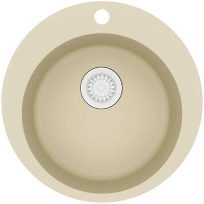 VIDAXL Lavello Da Cucina In Granito Vasca Singola Tonda Beige - VIDAXL Lavello Da Cucina In Granito Vasca Singola Tonda Beige -