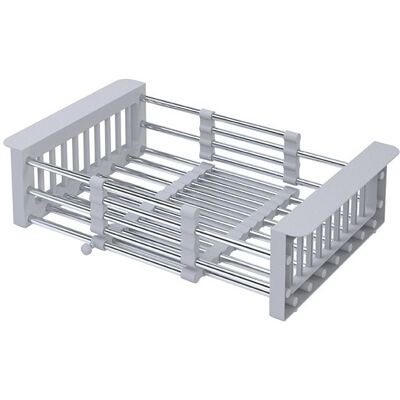 TAPWORKS Rack Espandibile Con Cestello Rack Di Stoccaggio-cucina - Organizzatore Top - Acciaio Inox - Grigio TAPWORKS Rack Espandibile Con Cestello Rack Di Stoccaggio-cucina - Organizzatore Top - Acciaio Inox - Grigio