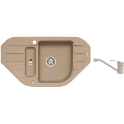ALVEUS - Set Di Lavello Niagara 60 E Miscelatore Clara, Con Comando Di Scarico, Beige Seta25919 ALVEUS - Set Di Lavello Niagara 60 E Miscelatore Clara, Con Comando Di Scarico, Beige Seta25919